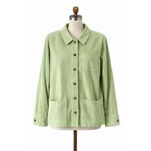 Vintage Appleseeds M Green Corduroy Button Jacket Cottagecore Utility Chic Soft